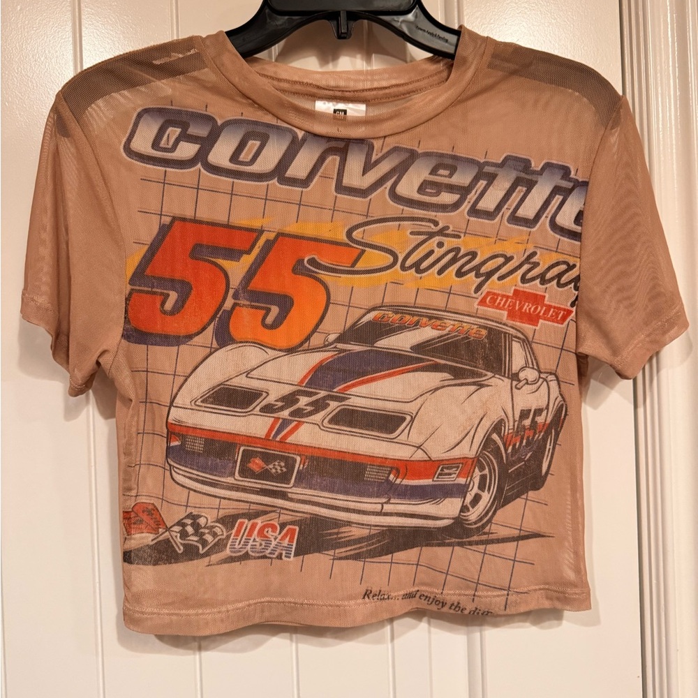 Corvette Graphic cropped  T- Shirt size L
